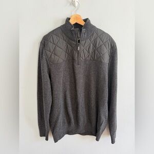 Barbour Mens Essential Diamond Quilted 1/2 Zip Gray Pullover Sweater Size L